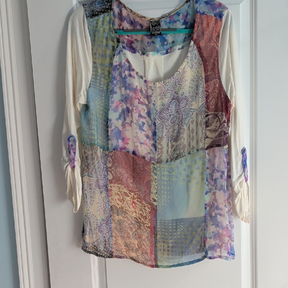 Multicolor Patchwork Women's Blouse - Picture 7 of 8